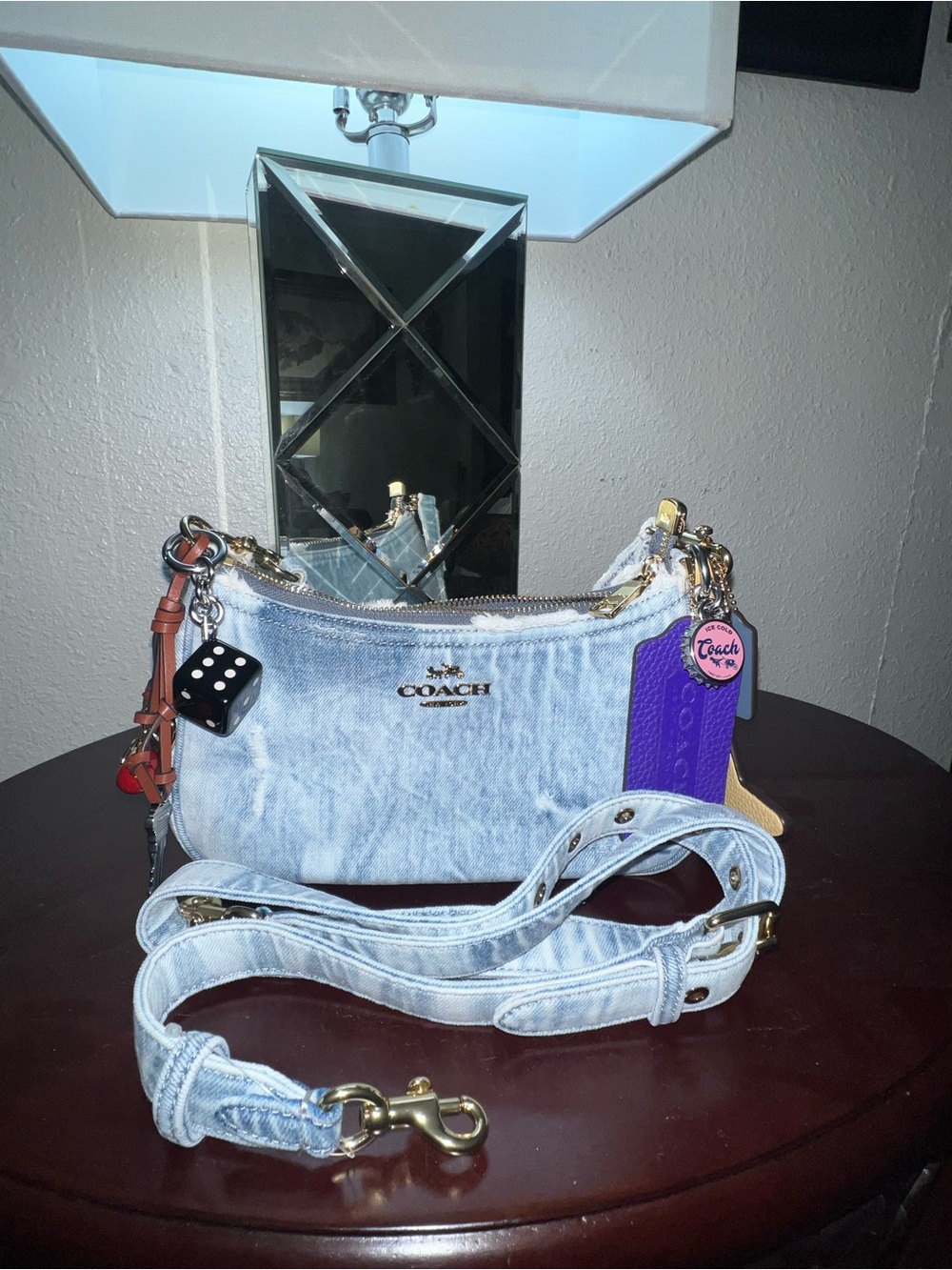 Coach Loved Denim Teri Shoulder Bag with all Charms - Light Blue denim - Picture 5 of 7
